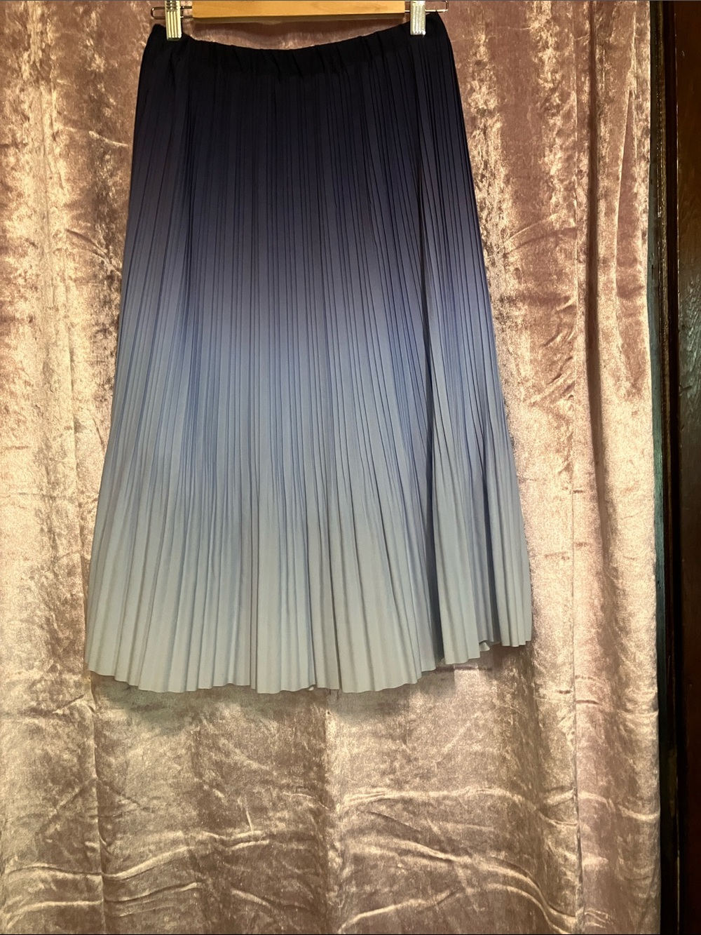 Banana Republic Pleated Ombre Midi Skirt in Navy and Light Blue